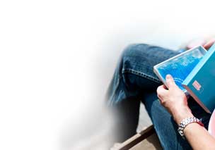 Books on lap