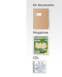 A4 documents, Magazines, CDs