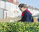 Postman delivering mail