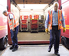 Delivery centre men in truck