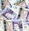 a pile of £20 notes