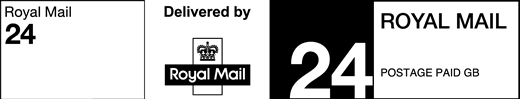 Royal Mail 24 Delivered by Royal Mail. Postage paid GB