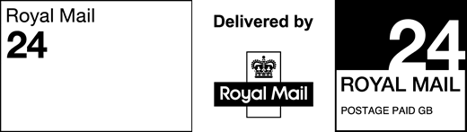 Royal Mail 24 Delivered by Royal Mail. Postage paid GB