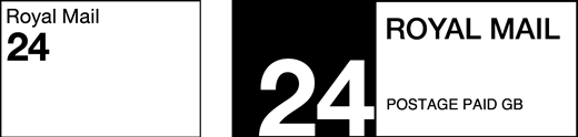 Royal Mail 24. Postage paid GB