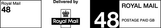 Royal Mail 48. Delivered by Royal Mail. Postage paid GB