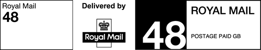 Royal Mail 48. Delivered by Royal Mail. Postage paid GB