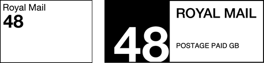 Royal Mail 48. Postage paid GB