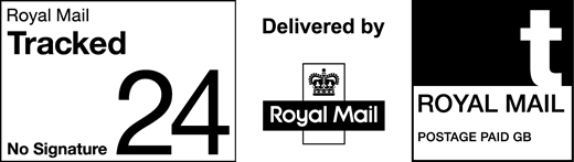 Royal Mail Tracked, No Signature 24. Delivered by Royal Mail. Postage paid GB.