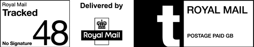 Royal Mail Tracked 48 No Signature. Delivered by Royal Mail. Postage paid GB.