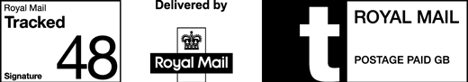 Royal Mail Tracked 48 Signature. Delivered by Royal Mail. Postage paid GB.
