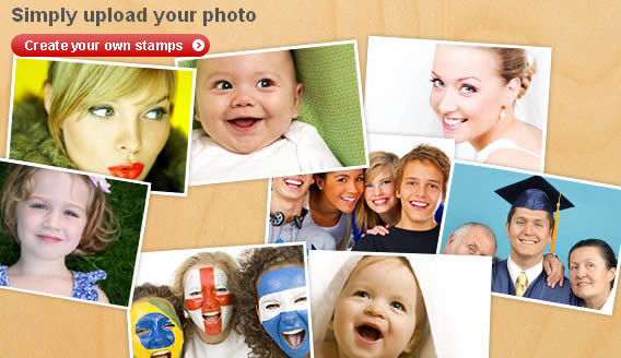 Simply upload your photo. Create your own stamps. Opens in a new window. Simply upload your photo. Create your own stamps. Opens in a new window.