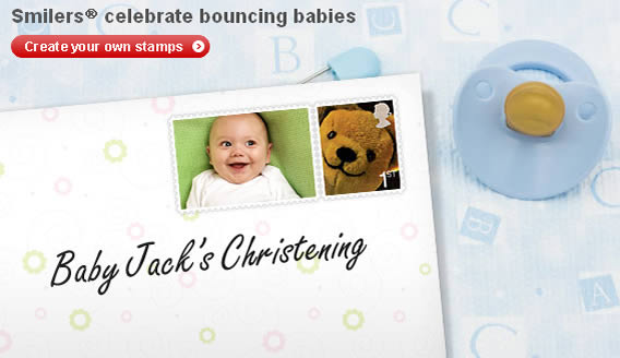 Smilers celebrate bouncing babies. Create your own stamps. Opens in a new window. Smilers celebrate bouncing babies. Create your own stamps. Opens in a new window.