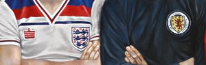 Football Heroes - England and Scotland badges close-up