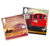 Six London Underground stamps with key historic dates.