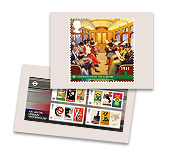 Two post cards with the commute from the suburbs stamp and the Miniature Sheet.