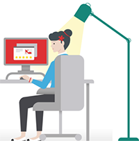 Illustration of an online seller printing postage