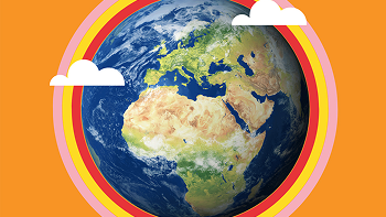 Clouds around the globe illustration 