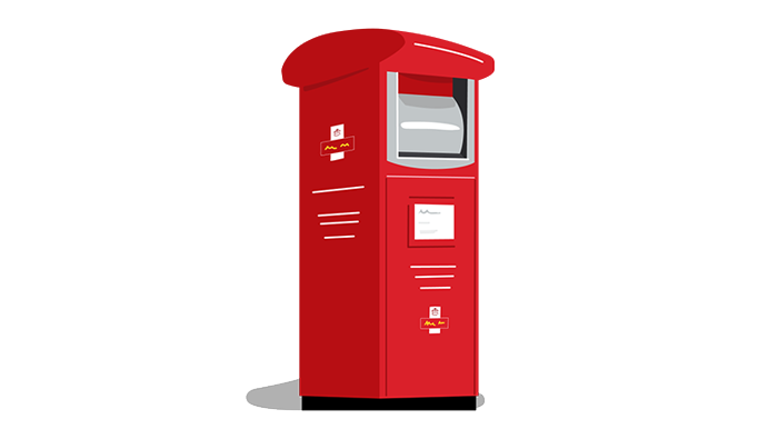 tall postbox red illustration