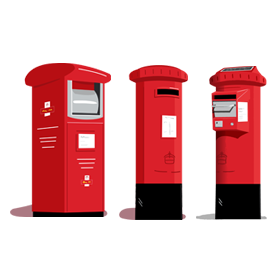 Selection of different types of Royal Mail postboxes