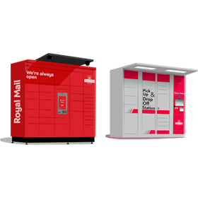 Red and grey parcel lockers