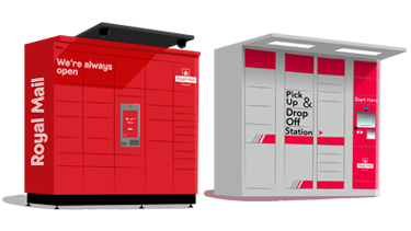 Red and grey parcel lockers