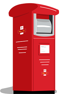 Red tall postbox illustration Royal Mail