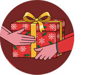 Christmas present bordeaux two hands