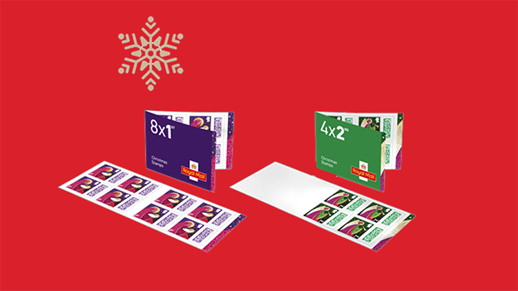 christmas stamps purple and green Royal Mail