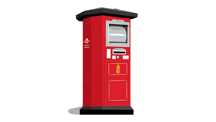 tall postbox red illustration