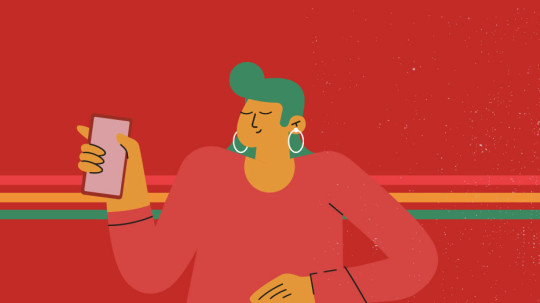 Illustration of woman holding a mobile phone